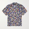 Camp-Collar Printed Voile Shirt