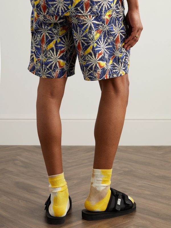 Straight-Leg Mid-Length Printed Shell Swim Shorts - BK Straight-Leg Mid-Length Printed Shell Swim Shorts - BK