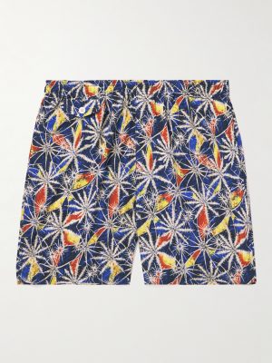 Straight-Leg Mid-Length Printed Shell Swim Shorts