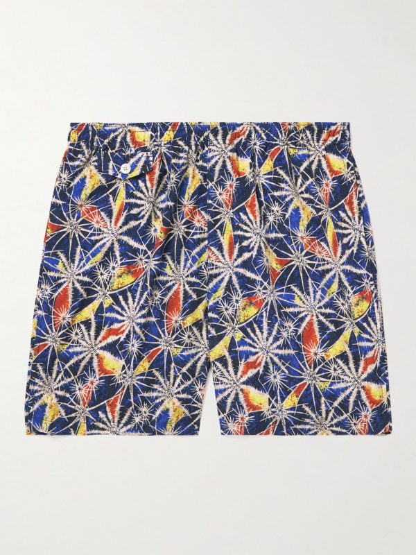 Straight-Leg Mid-Length Printed Shell Swim Shorts Straight-Leg Mid-Length Printed Shell Swim Shorts