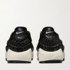 Air Footscape Stretch-Knit and Croc-Effect Leather Sneakers - BK Air Footscape Stretch-Knit and Croc-Effect Leather Sneakers - BK