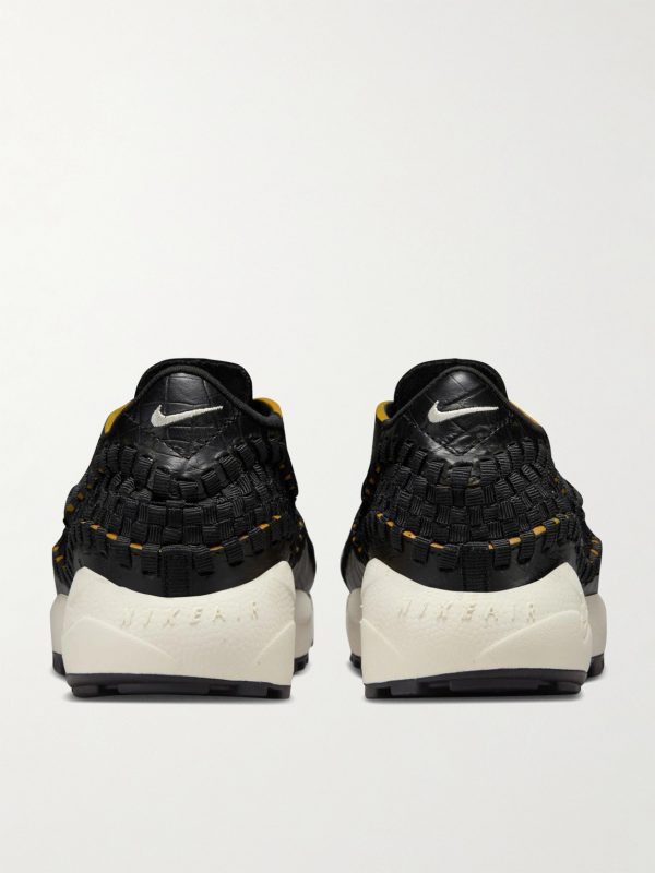 Air Footscape Stretch-Knit and Croc-Effect Leather Sneakers - BK Air Footscape Stretch-Knit and Croc-Effect Leather Sneakers - BK