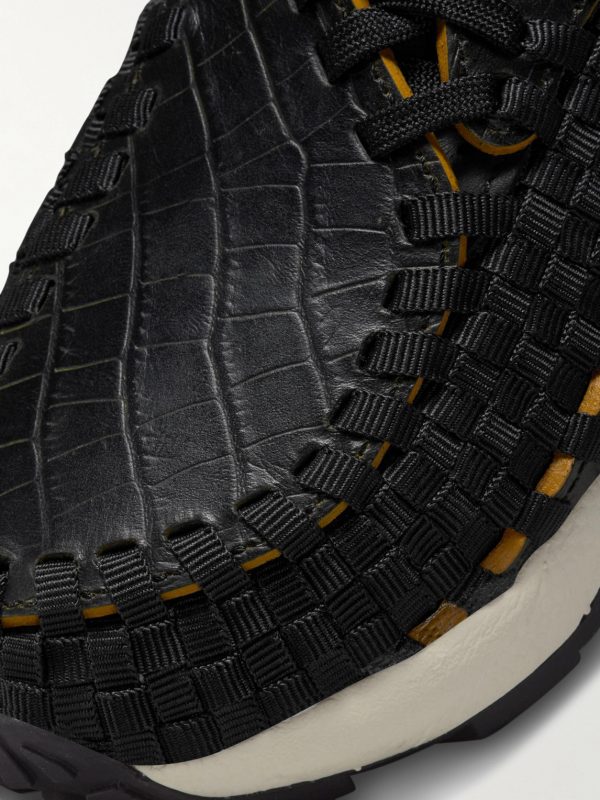 Air Footscape Stretch-Knit and Croc-Effect Leather Sneakers - CU Air Footscape Stretch-Knit and Croc-Effect Leather Sneakers - CU