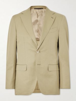 Aida Slim-Fit Cropped Cotton and Linen-Blend Suit Jacket Aida Slim-Fit Cropped Cotton and Linen-Blend Suit Jacket