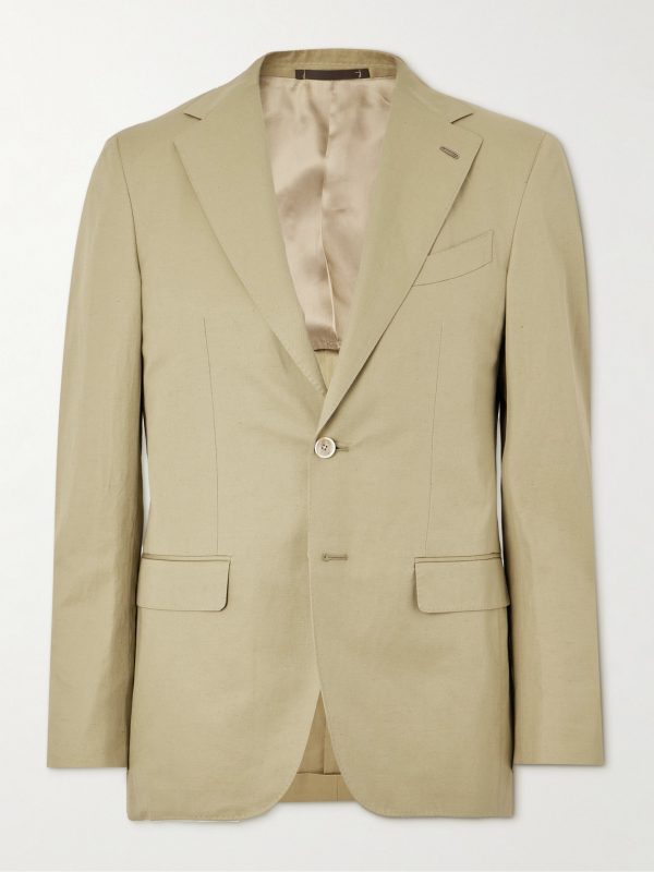 Aida Slim-Fit Cropped Cotton and Linen-Blend Suit Jacket Aida Slim-Fit Cropped Cotton and Linen-Blend Suit Jacket