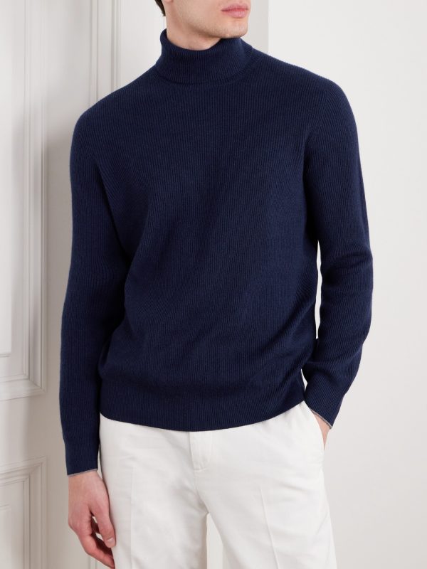 Ribbed Cashmere Rollneck Sweater - FR Ribbed Cashmere Rollneck Sweater - FR