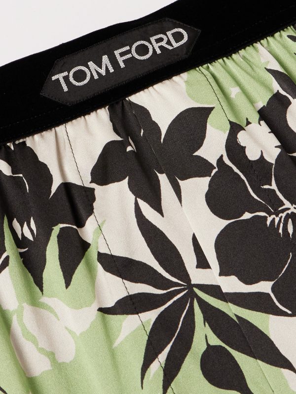 Velvet-Trimmed Floral-Print Silk-Satin Boxer Shorts - CU Velvet-Trimmed Floral-Print Silk-Satin Boxer Shorts - CU