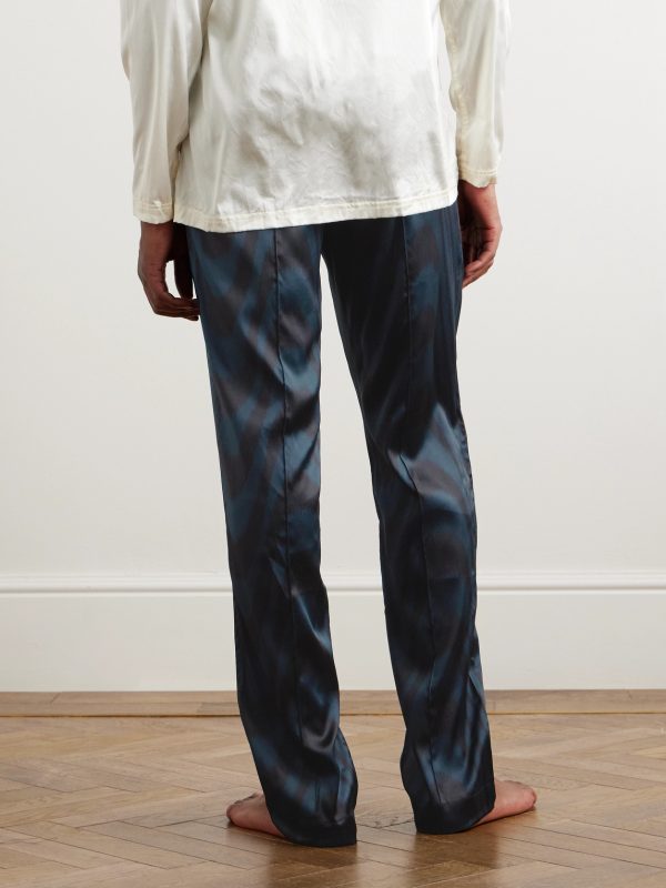 Velvet-Trimmed Printed Stretch-Silk Satin Pyjama Trousers - BK Velvet-Trimmed Printed Stretch-Silk Satin Pyjama Trousers - BK