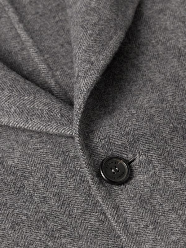 Unstructured Double-Faced Herringbone Wool Car Coat - CU