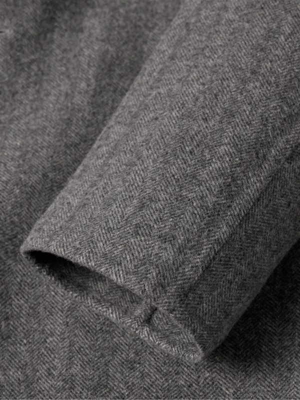Unstructured Double-Faced Herringbone Wool Car Coat - E1