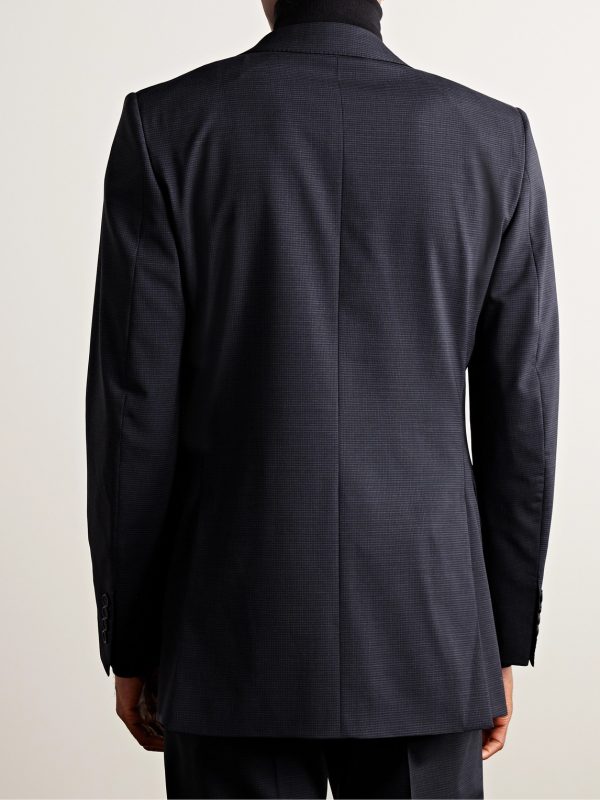 Slim-Fit Micro-Checked Wool-Blend Suit Jacket - BK Slim-Fit Micro-Checked Wool-Blend Suit Jacket - BK