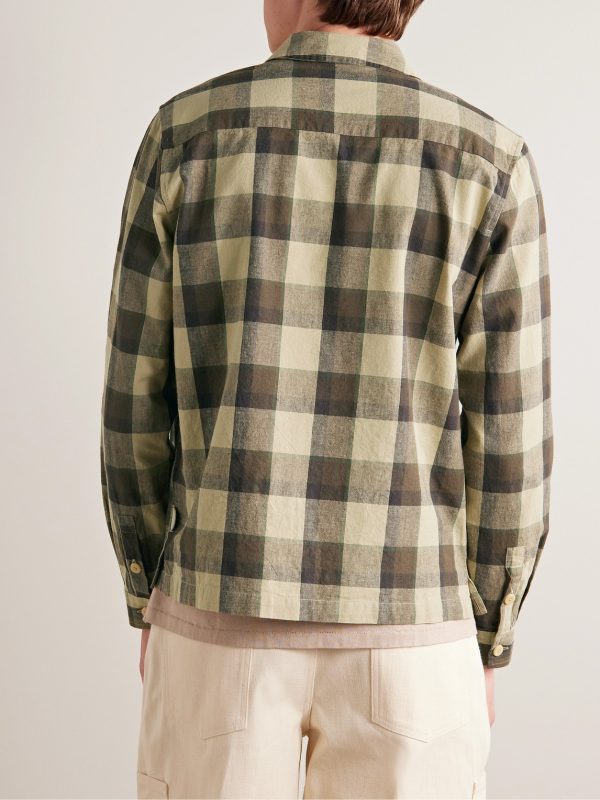 Signal Checked Linen and Cotton-Blend Blouson Jacket - BK Signal Checked Linen and Cotton-Blend Blouson Jacket - BK