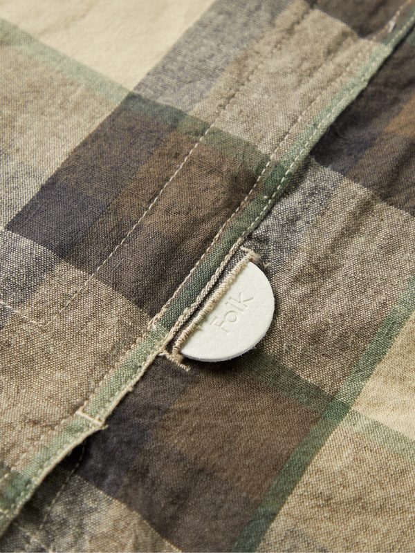 Signal Checked Linen and Cotton-Blend Blouson Jacket - E1 Signal Checked Linen and Cotton-Blend Blouson Jacket - E1