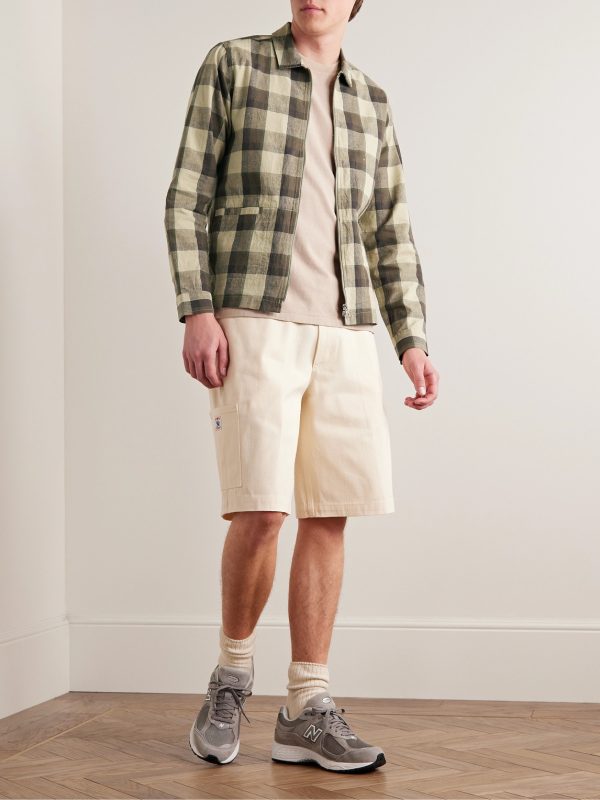 Signal Checked Linen and Cotton-Blend Blouson Jacket - OU Signal Checked Linen and Cotton-Blend Blouson Jacket - OU