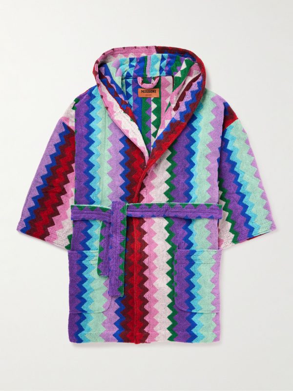 Chantal Striped Cotton-Terry Jacquard Hooded Robe Chantal Striped Cotton-Terry Jacquard Hooded Robe