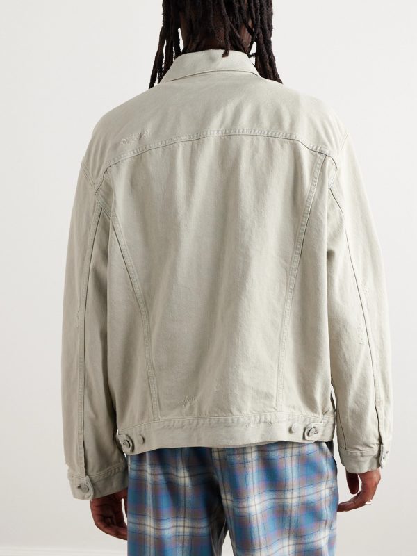 Distressed Denim Jacket - BK Distressed Denim Jacket - BK
