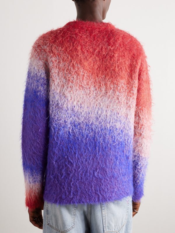 Logo-Intarsia Degradé Brushed Mohair-Blend Sweater - BK Logo-Intarsia Degradé Brushed Mohair-Blend Sweater - BK