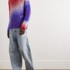 Logo-Intarsia Degradé Brushed Mohair-Blend Sweater - OU Logo-Intarsia Degradé Brushed Mohair-Blend Sweater - OU