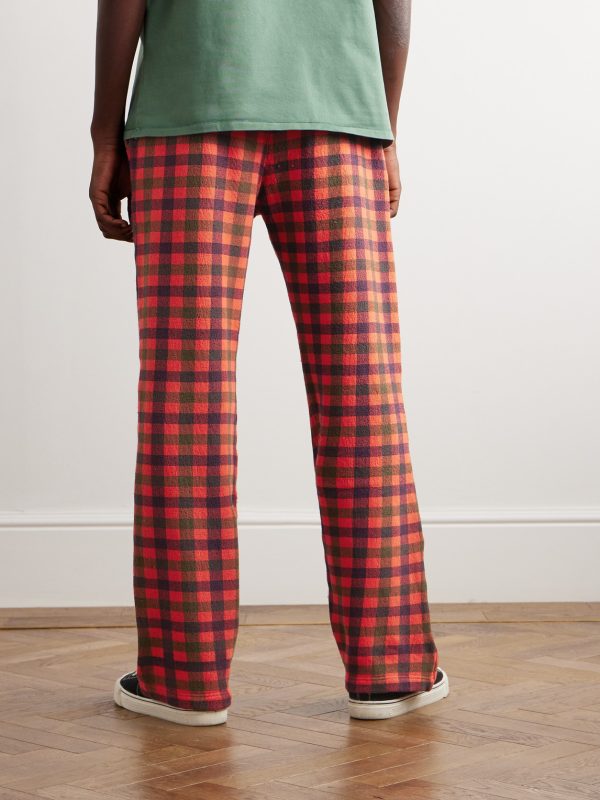 Straight-Leg Checked Cotton-Terry Sweatpants - BK Straight-Leg Checked Cotton-Terry Sweatpants - BK