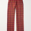 Straight-Leg Checked Cotton-Terry Sweatpants Straight-Leg Checked Cotton-Terry Sweatpants