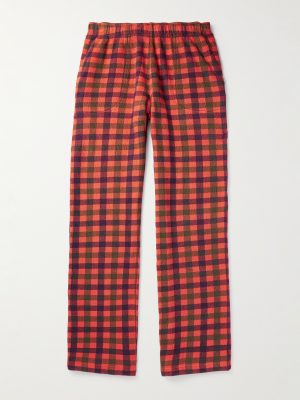Straight-Leg Checked Cotton-Terry Sweatpants Straight-Leg Checked Cotton-Terry Sweatpants