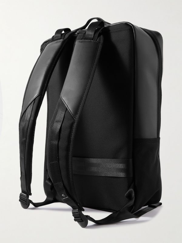 Slick Logo-Appliquéd CORDURA® Ballistic and Leather Backpack - BK Slick Logo-Appliquéd CORDURA® Ballistic and Leather Backpack - BK