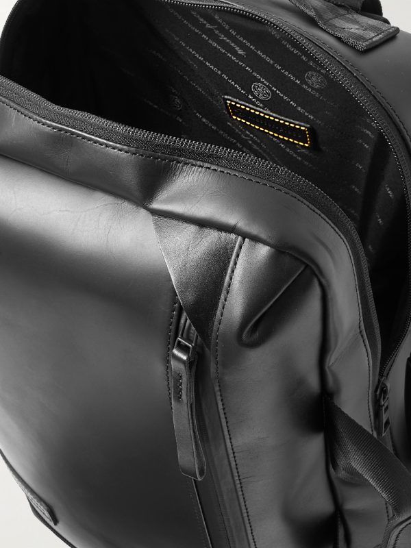 Slick Logo-Appliquéd CORDURA® Ballistic and Leather Backpack - E1 Slick Logo-Appliquéd CORDURA® Ballistic and Leather Backpack - E1