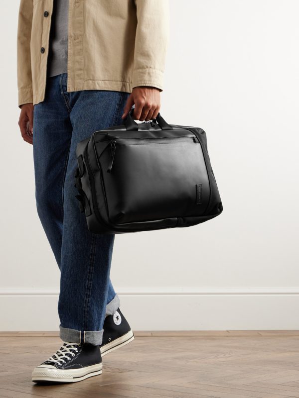 Slick Logo-Appliquéd CORDURA® Ballistic and Leather Backpack - E2 Slick Logo-Appliquéd CORDURA® Ballistic and Leather Backpack - E2