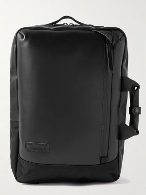 Slick Logo-Appliquéd CORDURA® Ballistic and Leather Backpack Slick Logo-Appliquéd CORDURA® Ballistic and Leather Backpack