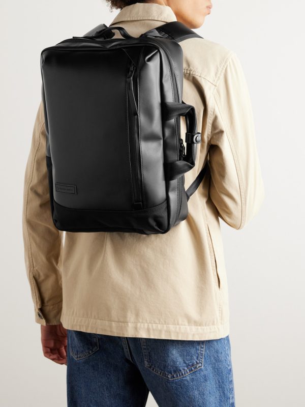 Slick Logo-Appliquéd CORDURA® Ballistic and Leather Backpack - OU Slick Logo-Appliquéd CORDURA® Ballistic and Leather Backpack - OU