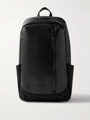 Slick Logo-Appliquéd Leather and CORDURA® Ballistic Nylon Backpack