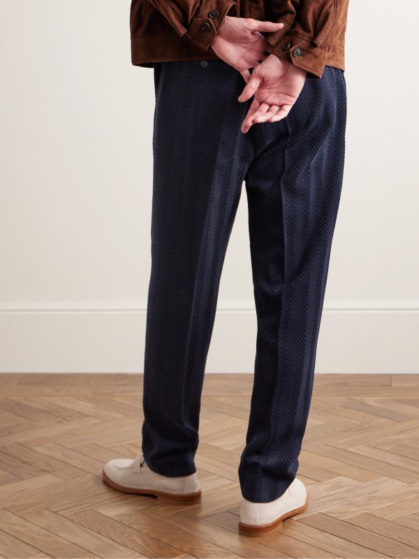 Raschel Tapered Cotton-Blend Jacquard Trousers - BK