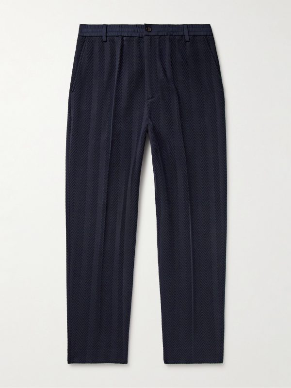 Raschel Tapered Cotton-Blend Jacquard Trousers