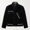 Leather-Trimmed Cotton-Velvet Biker Jacket