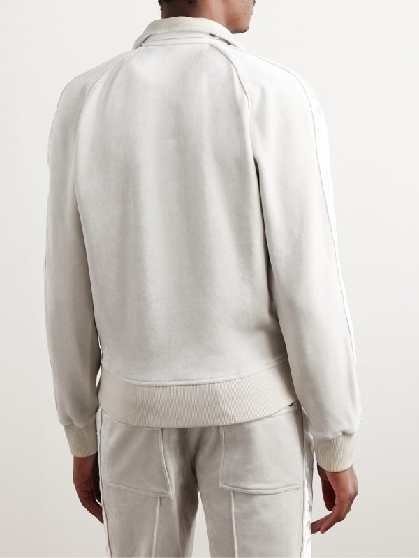 Satin-Trimmed Velvet Track Jacket - BK Satin-Trimmed Velvet Track Jacket - BK
