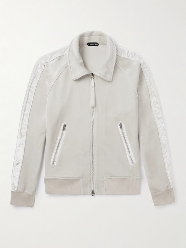 Satin-Trimmed Velvet Track Jacket Satin-Trimmed Velvet Track Jacket