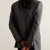 Double-Breasted Prinstriped Wool-Flannel Blazer - BK Double-Breasted Prinstriped Wool-Flannel Blazer - BK