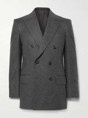 Double-Breasted Prinstriped Wool-Flannel Blazer Double-Breasted Prinstriped Wool-Flannel Blazer