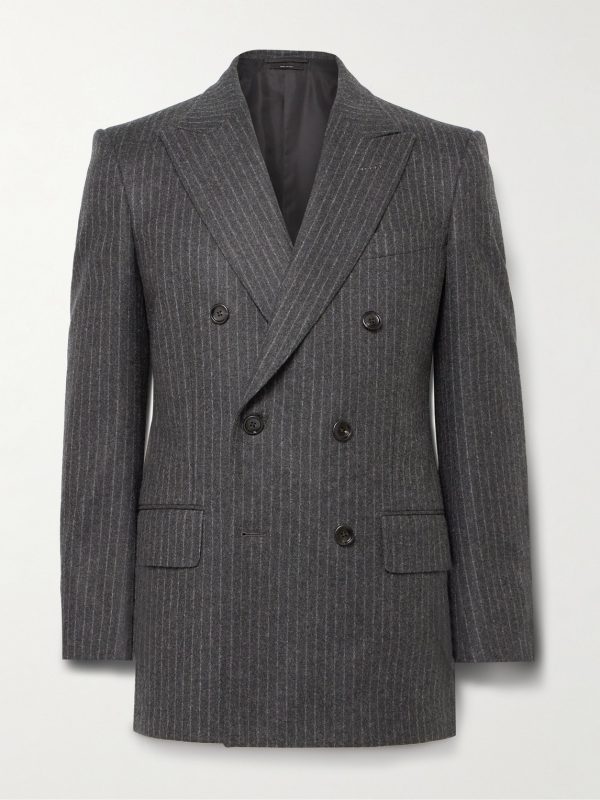 Double-Breasted Prinstriped Wool-Flannel Blazer Double-Breasted Prinstriped Wool-Flannel Blazer