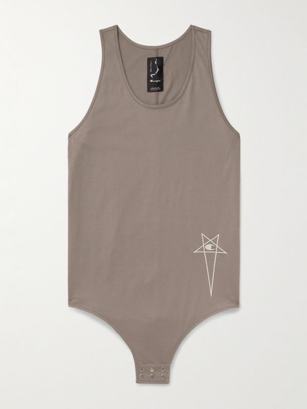 + Champion Embroidered Organic Cotton-Jersey Tank Top + Champion Embroidered Organic Cotton-Jersey Tank Top