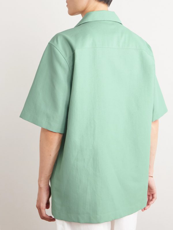 Camp-Collar Linen and Cotton-Blend Drill Overshirt - BK Camp-Collar Linen and Cotton-Blend Drill Overshirt - BK