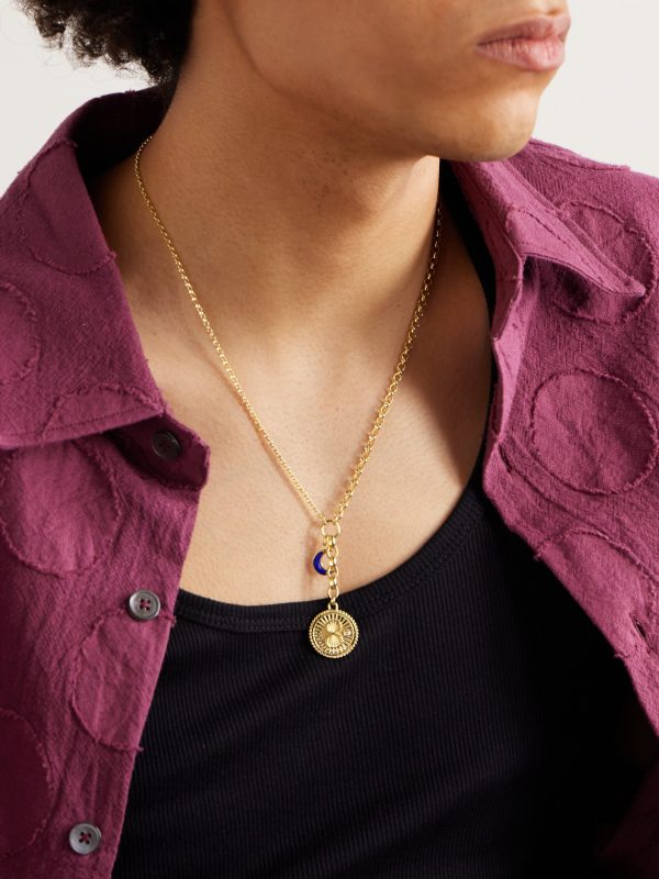 Mixed Belcher 18-Karat Gold, Lapis Lazuli and Diamond Necklace - FR Mixed Belcher 18-Karat Gold, Lapis Lazuli and Diamond Necklace - FR
