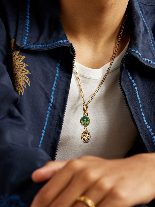 Classic 18-Karat Gold, Diamond and Enamel Chain Necklace - FR Classic 18-Karat Gold, Diamond and Enamel Chain Necklace - FR