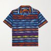 Camp-Collar Logo-Print Striped Cotton-Poplin Shirt Camp-Collar Logo-Print Striped Cotton-Poplin Shirt