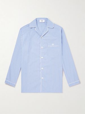 Logo-Embroidered Striped Cotton-Poplin Pyjama Shirt Logo-Embroidered Striped Cotton-Poplin Pyjama Shirt