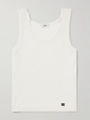 Logo-Embroidered Ribbed Silk and Cotton-Blend Tank Top Logo-Embroidered Ribbed Silk and Cotton-Blend Tank Top