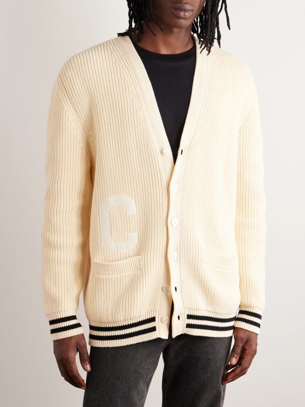 Logo-Appliquéd Ribbed Cotton Cardigan - FR Logo-Appliquéd Ribbed Cotton Cardigan - FR