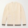 Logo-Appliquéd Ribbed Cotton Cardigan Logo-Appliquéd Ribbed Cotton Cardigan