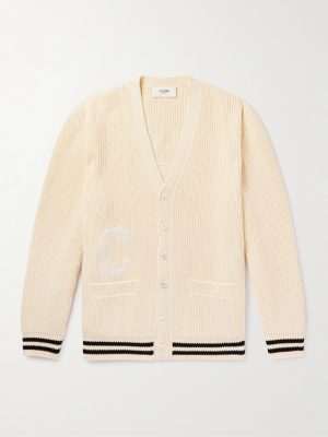 Logo-Appliquéd Ribbed Cotton Cardigan