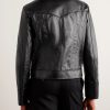 Slim-Fit Panelled Leather Jacket - BK Slim-Fit Panelled Leather Jacket - BK